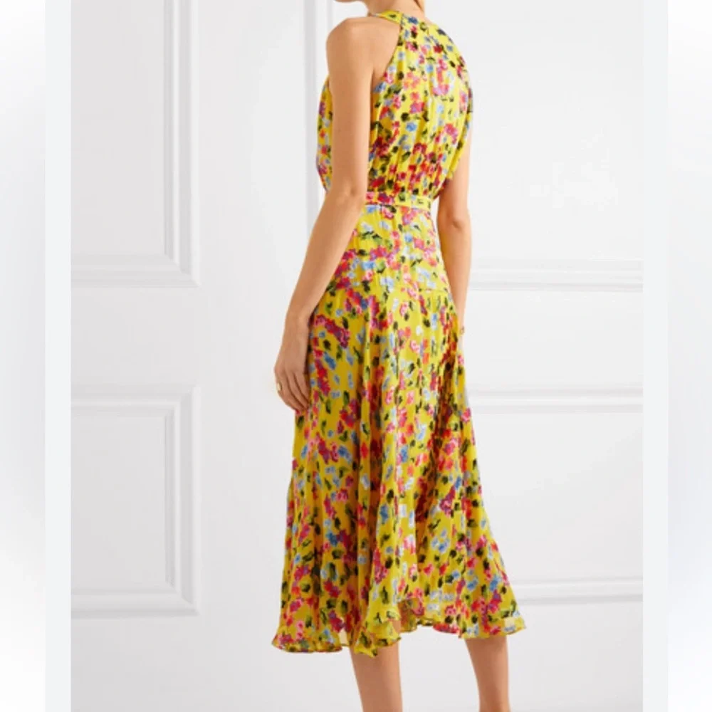 Saloni Rita Abstract Floral Multicolor Halter Midi Dress - Picture 4 of 9